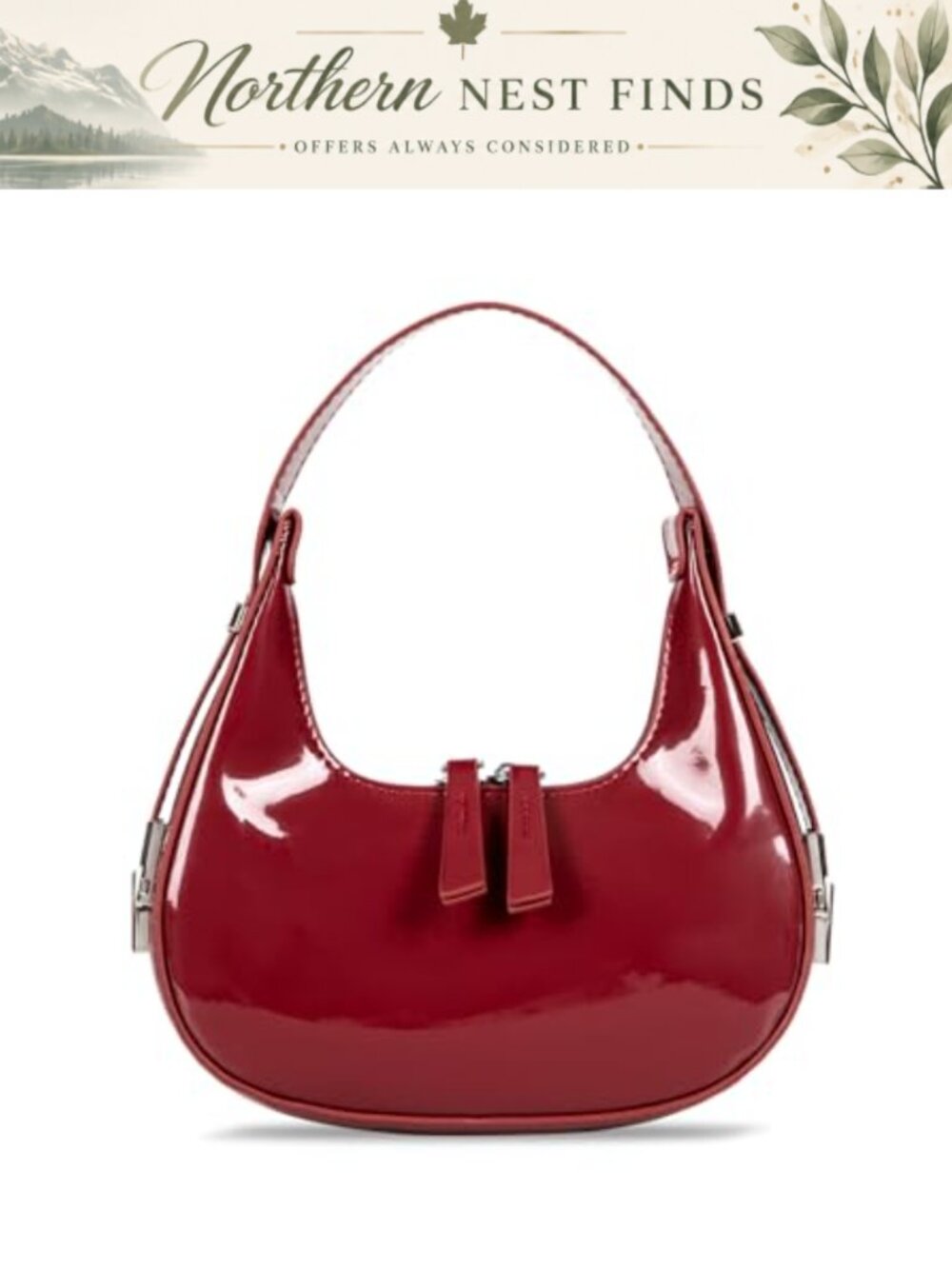 Y2K Hobo Shoulder Bag Vegan Leather Crescent Purse Adjustable Strap Women